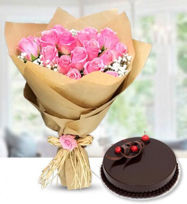 Flowers and Cake Combo Pakistan - FromYouFlowers.pk
