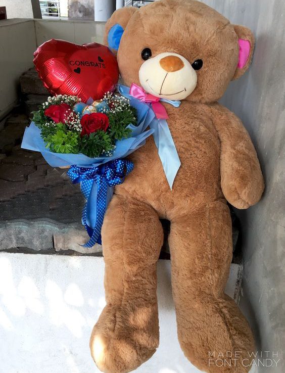 Rose Flowers and Teddy Bear Lahore - Fromyouflowers.pk