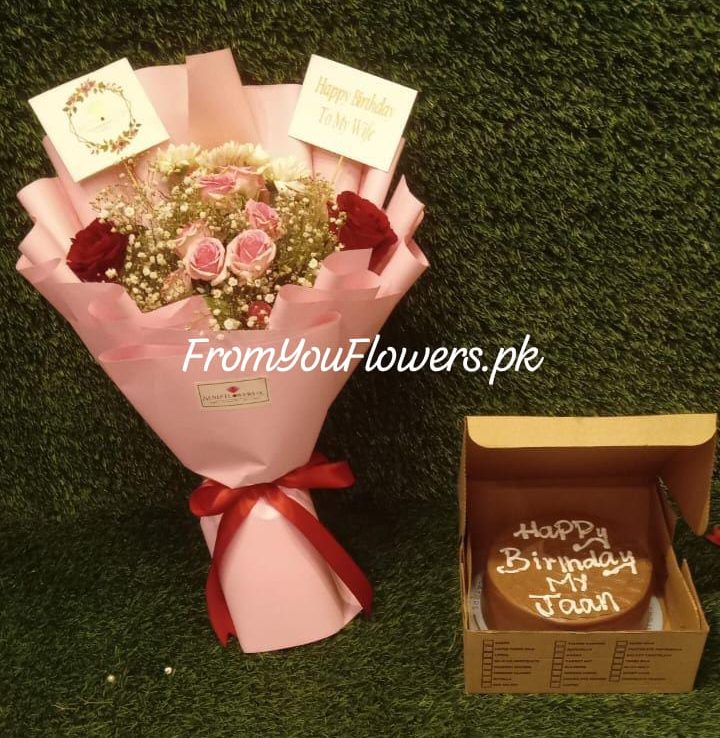 Flower and Cake for Her Lahore - FromYouFlowers.pk