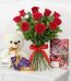 Roses with Teddy Bear Lahore - FromYouFlowers.pk