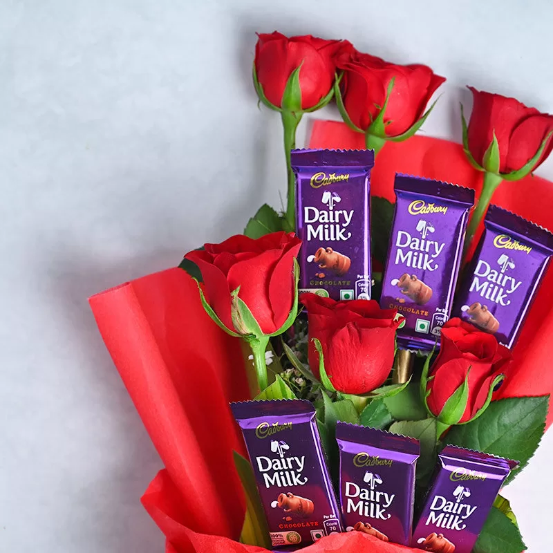 Blissful Indulgence Of Love 1 Dairy Milk Bouquet Lahore - FromYouFlowers.pk