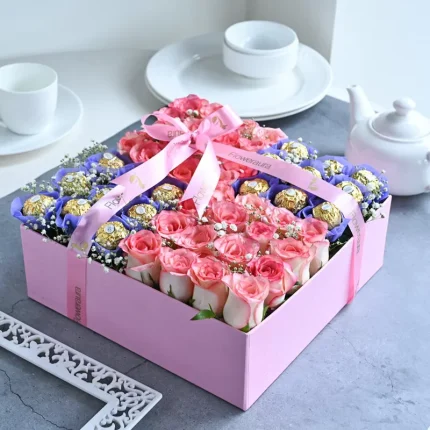 Flower and Chocolate Gift Box Lahore - FromYouFlowers.pk