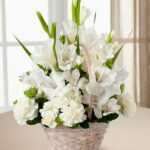 White Flowers Basket Lahore - FromYouFlowers.pk