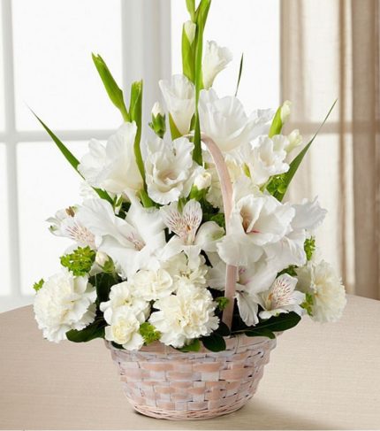 White Flowers Basket Lahore - FromYouFlowers.pk