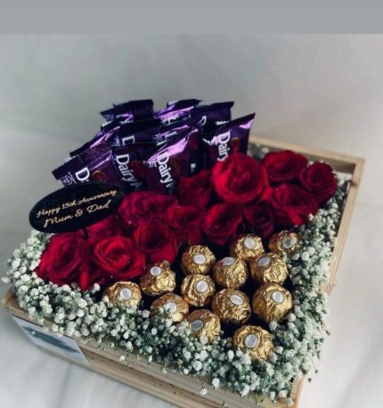 Anniversary Flowers Basket Lahore - FromYouFlowers.pk