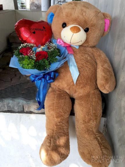 Rose Flowers and Teddy Bear Lahore - Fromyouflowers.pk
