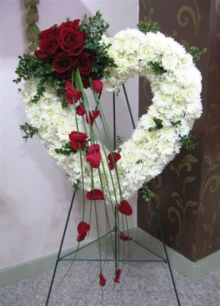 Heart Shape Funeral Flowers Lahore - FromYouFlowers.pk