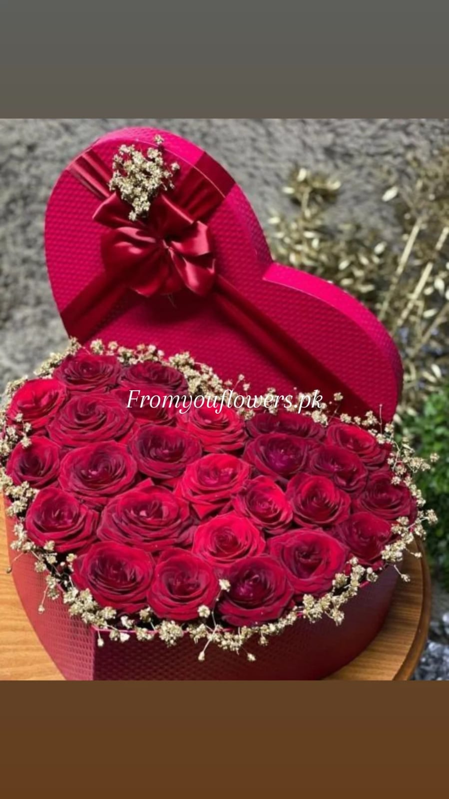 Valentine Rose Box Delivery - FromYouFlowers.pk