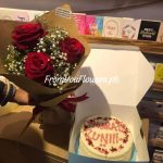 Flowers and Cake for Valentine Lahore - FromYouFlowers.pk