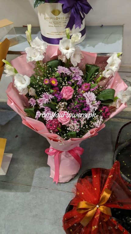 Pink Flowers Bouquet for Her Lahore - FromYouFlowers.pk