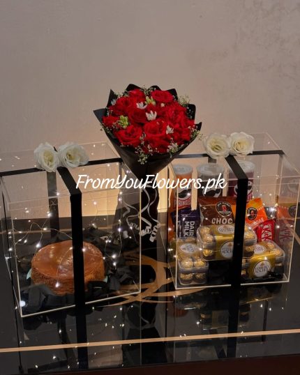Acrylic Box Cake and Chocolates Lahore - FromYouFlowers.pk