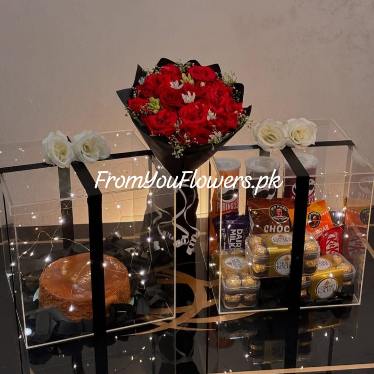 Acrylic Box Cake and Chocolates Lahore - FromYouFlowers.pk