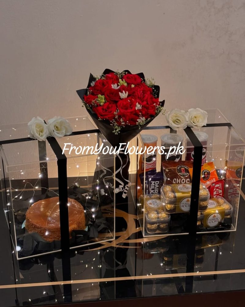 Acrylic Box Cake and Chocolates Lahore - FromYouFlowers.pk