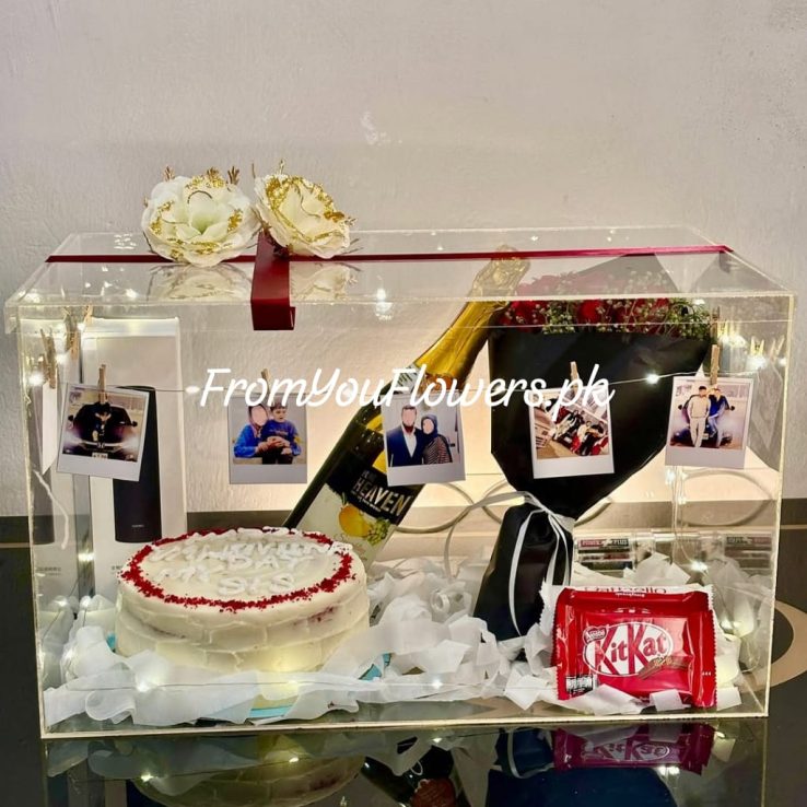 Acrylic Gift Box for Valentine Lahore - FromYouFlowers.pk