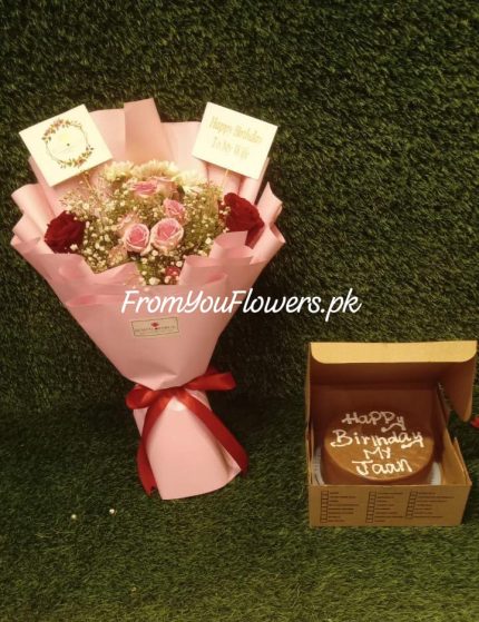 Flower and Cake for Her Lahore - FromYouFlowers.pk