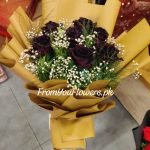 Black Roses and Baby's Breath Lahore - FromYouFlowers.pk