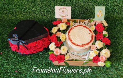 Cake with Flowers for Birthday Lahore - FromYouFlowers.pk