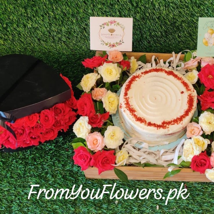Cake with Flowers for Birthday Lahore - FromYouFlowers.pk