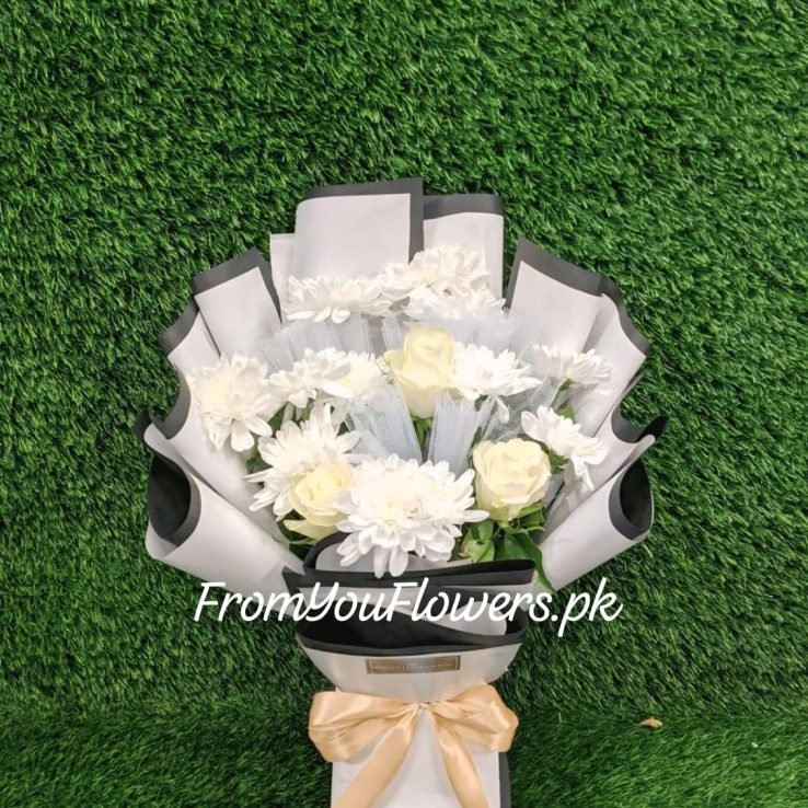 White Flowers Bouquet Lahore - FromYouFlowers.pk