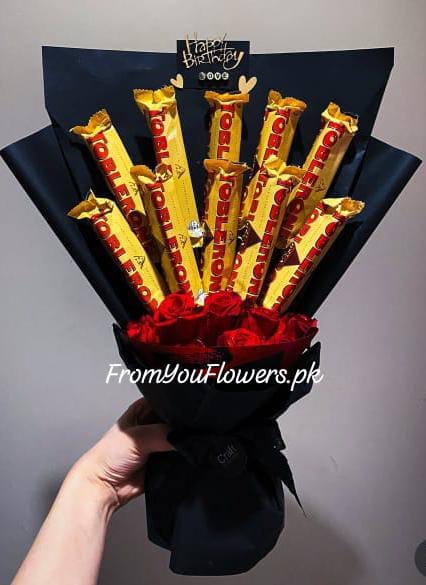 Toblerone and Flowers Lahore - FromYouFlowers.pk
