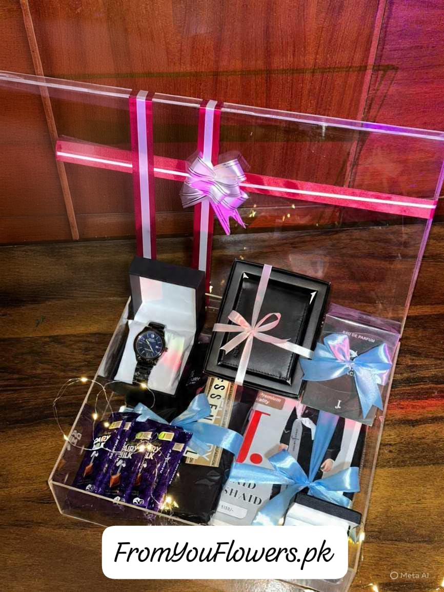 Luxury Gift for him Acrylic Gift Box for Men Lahore - FromYouFlowers.pk