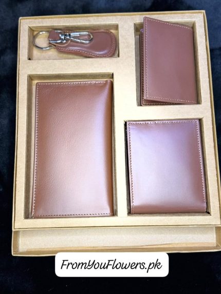 Brown Leather Wallet Gift Set Lahore - FromYouFlowers.pk