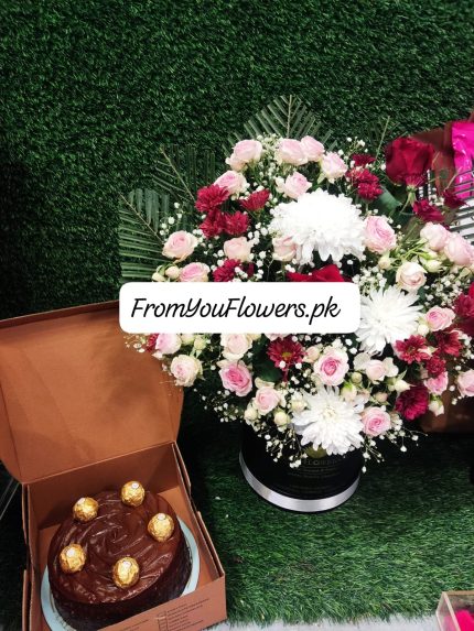 Ferrero Cake and Flowers Lahore - FromYouFlowers.pk