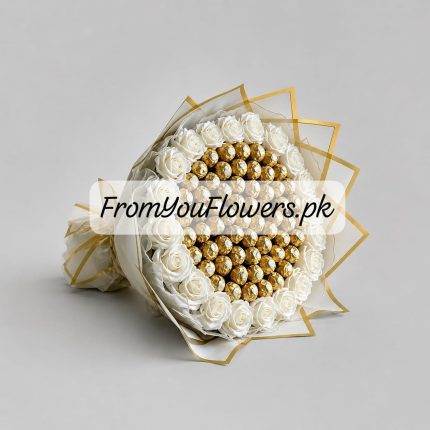Ferrero and Roses Bouquet Lahore - FromYouFlowers.pk