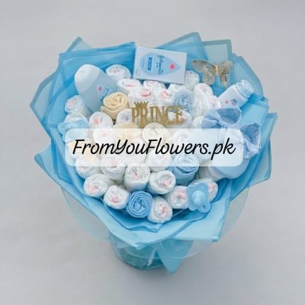 Baby Boy Diaper Bouquet Lahore - FromYouFlowers.pk