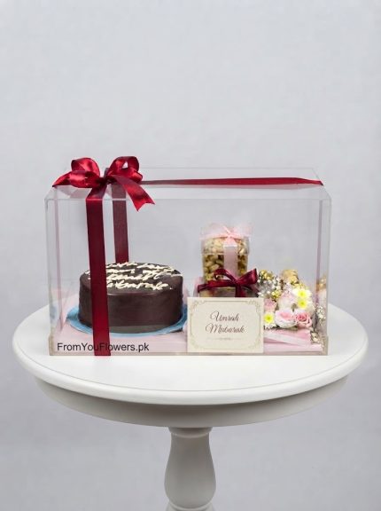 Umrah Mubarak Acrylic Box Lahore - FromYouFlowers.pk